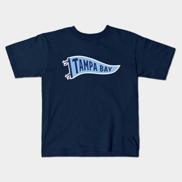 Tampa Bay Pennant - Navy Kids T-Shirt by KFig21